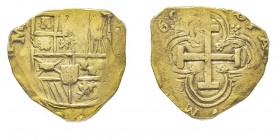 Carlos II 1665-1700
8 Escudos, Sevilla, 168X, AU 26.82 g.
Ref : Fr. 217, Cal. T.181
Conservation : PCGS MS61. Rarissime en MS