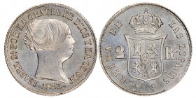Isabel II 1833-1868
2 Reales, Barcelona, 1853, AG 2.6
Ref : KM#599, Cal.345
Conservation : NGC MS63