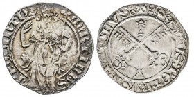 Comtat Venaissin, Commune d'Avignon
Martin V 1417-31
Gros en argent, AG 1.73 g.
Ref : Bd.923, MIR. 285/1, MUN.32, Ber 285
Conservation : Superbe et tr...