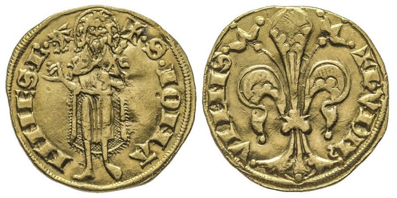 Humbert II 1333-1349
Florin d’or au type florentin, AU 3.33 g. Avers : Saint Jea...