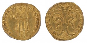 PROVENCE
Jeanne de Naples, 1343-1352 
Florin d'or au type florentin, AU 3.44 g. Ref : Fr. 211, Poey d’Avant 4016, Roll.80 Conservation : PCGS AU58. Su...