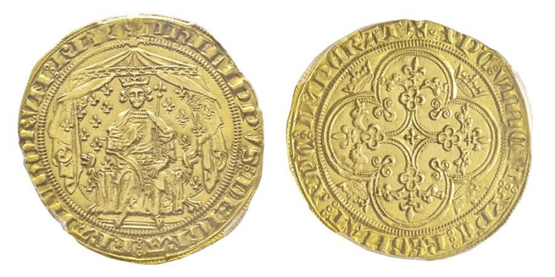 Philippe VI de Valois 1328-1350 
Pavillon d’or, Emission du 8 juin 1339, AU 5.06...