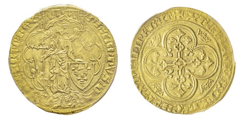Philippe VI de Valois 1328-1350 
Ange d’or, 2ème émission du 8 août 1341, AU 
Av...
