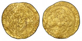 Charles VII le Victorieux 1422-1461 
Royal d’or, Bourges, Ière émission, 9 Octobre 1429, AU 3.7 g. Avers : + kΛROLVS DЄI GR Λ FRΛnCORVm RЄX B,
Charl...