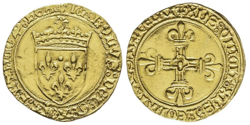 Charles VII le Victorieux 1422-1461 
Écu d’or au soleil, Rouen, 1ère émission...