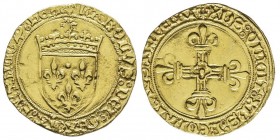Charles VII le Victorieux 1422-1461 
Écu d’or au soleil, Rouen, 1ère émission, 11 septembre 1483, Point 15ème, AU 3.29 g.
Ref : Dup. 575A, Ciani 7...