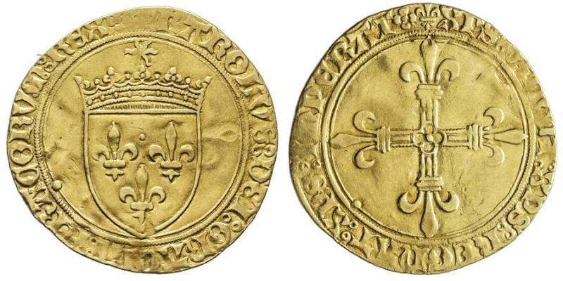 Charles VII le Victorieux 1422-1461 
Écu d’or au soleil, Saint-Lô, 19ème poin...