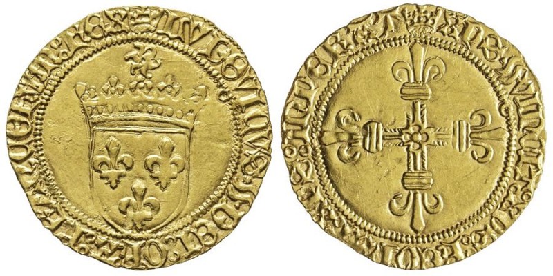 Louis XI 1461-1483
Écu d’or au soleil, Toulouse, AU 3.4 g. Ref : Dup 544, Fr.31...