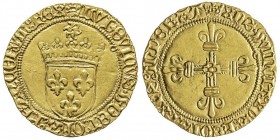Louis XI 1461-1483
Écu d’or au soleil, Toulouse, AU 3.4 g. Ref : Dup 544, Fr.314
Conservation : Superbe
