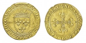 Louis XII 1498-1515 
Écu d’or au soleil, Paris, 25 avril 1498, Point 18ème, AU 3.4 g. Ref : Dup. 647, Fr. 323
Conservation : PCGS AU55