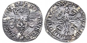 Henry II 1547-1559
Douzain aux croissants, Turin, 1555 V, Billon 2.14 g. 
Ref : Dup. – Laf. – Somb.
Conservation : TTB. Inédite et rare.
La Rose après...