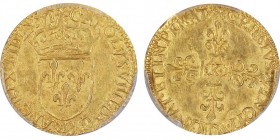 Charles IX 1560-1574
Ecu d'or au soleil, Bordeaux, 1566 K, AU 3.36 g. 
Ref : Dup. 1057 (Date Romaine), Fr. 378, Somb.4904
Conservation : PCGS MS63. Le...