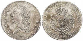 Louis XV 1715–1774
Écu dit au branches d’olivier & à la vieille tête, Paris, 1774 A, AG 29.41 g.
Ref : G. 323
Conservation : Superbe