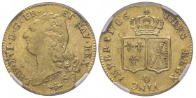 Louis XVI 1774-1792
Double Louis d’or à la tête nue, Lyon, 1786 D, II sem., AU 15.29 g. Ref : G.363, Fr. 474
Conservation : NGC MS64.
Exemplaire ...