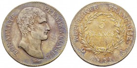 5 Francs, Paris, an XI A, AG 24.86 g.
Ref : G. 577
Conservation : traces de nettoyage sinon Superbe