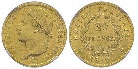 Premier Empire 1804-1814
20 Francs, Paris, 1812 A, AU 6.45 g. 
Ref : G. 1025, Fr. 516
Conservation : NGC MS63. Superbe exemplaire