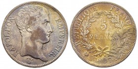 Premier Empire 1804-18145 Francs, Paris, 1807 A, type transitoire, AG 24.70 g.
Ref : G. 582, KM#685
Conservation : tache sinon TTB/SUP. Très belle pat...