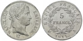 Premier Empire 1804-1814
5 Francs, Paris, 1811 A, AG 25 g.
Ref : G.584
Conservation : NGC MS61