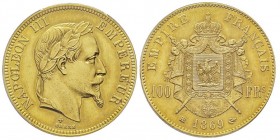 Second Empire 1852-1870
100 Francs, Strasbourg, 1869 BB, AU 32.25 g. Ref : G. 1136, Fr. 581
Conservation : PCGS MS63