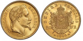 Second Empire 1852-1870
20 Francs, Strasbourg, 1864 BB, AU 6.45 g. Ref : G. 1062, Fr. 532
Conservation : PCGS MS64. FDC
