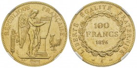 Troisième République 1870-1940
100 Francs, Paris, 1896 A, AU 32.25 g.
Ref : G.1137, Fr. 590
Conservation : NGC MS62