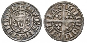 Edward I 1272-1307
Penny, AG 1.38 g.
Avers : EWDR ANGL DNS HYB 
Revers : CIVITAS LONDON
Ref : Spink 1380
Conservation : TTB