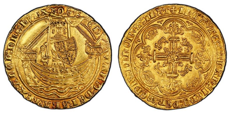 Edward III 1327-1377
Noble (Six Shillings and Eight Pence), London, 1361-69, AU ...
