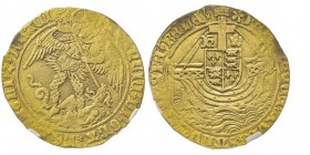 Henry VII 1485-1509
Angel d'or, ND, 4.98 g.
Ref : S.2181-2185, Fr. 151
Conservation : NGC AU53. Rare
