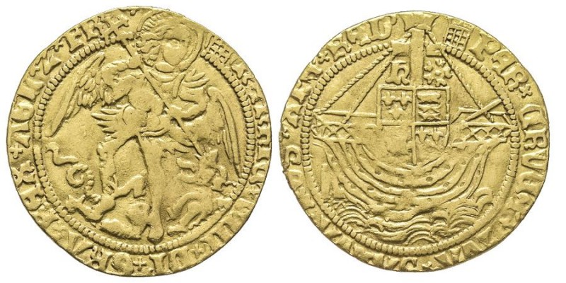 Henry VIII 1509-1547 
Angel d'or, ND, AU 4.25 g. 
Ref : Sear 2300, Fr.158
Conser...