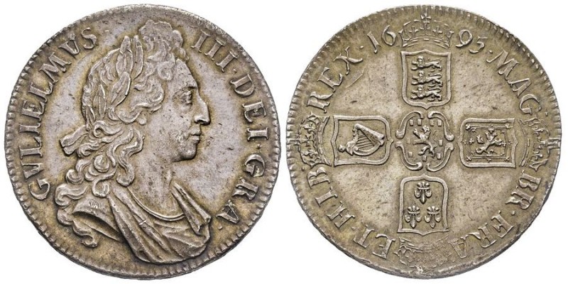 William III 1694-1702
Crown, 1695, (first bust, edge octavo), AG 29.94 g. 
Ref :...