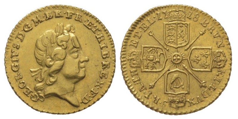 George I 1714-1727
1/4 Guinea 1718, AU 2.05 g.
 Ref : S.3638
Conservation : NGC ...