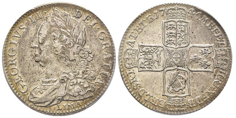 George II 1727 1760
Halfcrown, 1746, AG 15.05 g.
Ref : Seaby 3695a
Conservation ...
