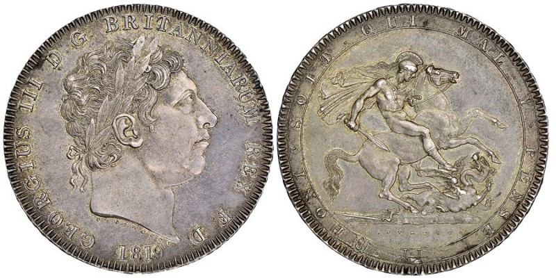 George III 1760-1820
Crown, 1819 LIX, AG 28.33 g.
Ref : Seaby 3787, KM#675
Conse...
