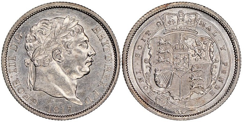 George III 1760-1820
Shilling, 1817, AG 5.67 g.
Ref : Seaby 3790, KM#666
Conserv...