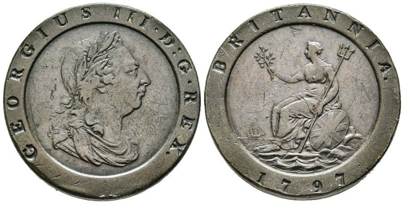 George III 1760-1820
2 Pence, SOHO, 1797, Cu 56.14 g.
Ref : Seaby 3776, KM#619
C...