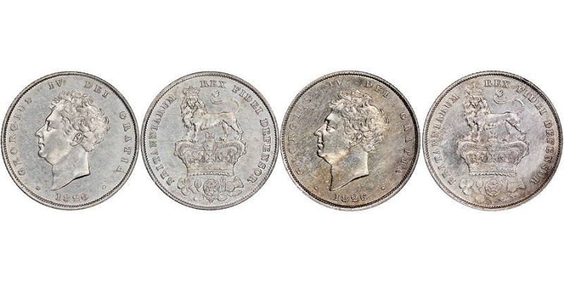 George IV 1820-1830
lot de 2 pieces de Shilling, 1826, AG 5.65 g.
Ref : Seaby 38...