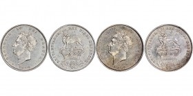 George IV 1820-1830
lot de 2 pieces de Shilling, 1826, AG 5.65 g.
Ref : Seaby 3812, KM#694
Conservation : traces de nettoyage sinon Superbe