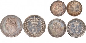 George IV 1820-1830
Lot de 3 pieces de Maundy Set :
3 Pence, 1829, AG 1.40 g. / Seaby 3819 / NGC MS 63
2 Pence, 1825, AG 0.94 g./ Seaby 3820 / NGC MS ...