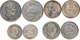 William IV 1830-1837
Lot de 4 pieces
Shilling, 1837, AG 5.59 g. / Seaby 3841
6 pence, 1835, AG 2.81 g. / Seaby 3836
6 pence, 1837, AG / Seaby 3836
Fou...