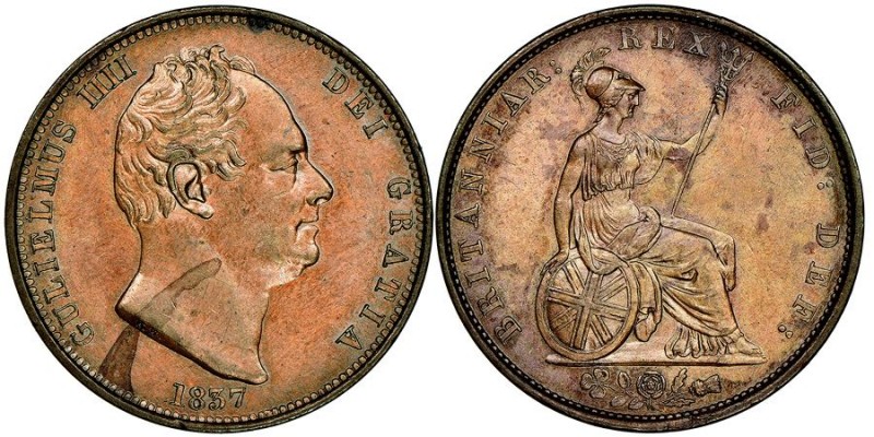 William IV 1830-1837
Half Penny, 1837, Cu 9.34 g.
Ref : Seaby 3847
Conservation ...