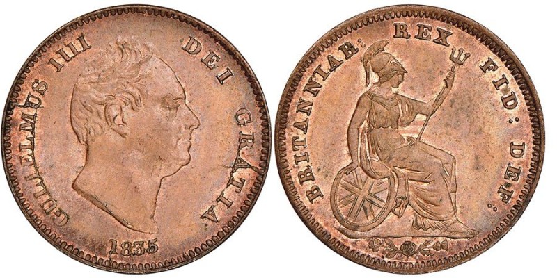 William IV 1830-1837
1/3 Farthing, 1835, Cu 1.52 g. 
Ref : Seaby 3850
Conservati...