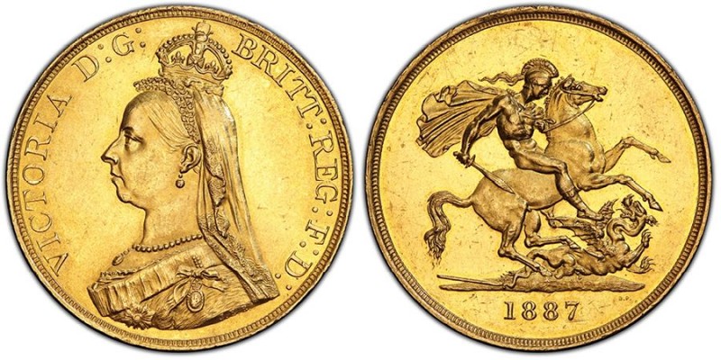Victoria 1837-1901
5 Pounds, 1887, AU 40 g.
Ref : Seaby 3864, Fr. 390
Conservati...