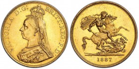 Victoria 1837-1901
5 Pounds, 1887, AU 40 g.
Ref : Seaby 3864, Fr. 390
Conservation : PCGS MS62