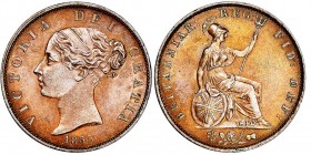 Victoria 1837-1901
Half Penny, 1855, Cu 9.38 g.
Ref : Seaby 3949, KM#726
Conservation : rayures sinon Superbe