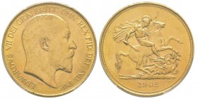 Edward VII 1901-1910
5 Pounds, 1902, AU 39.94 g.
Ref : Spink 3965, Fr. 398, KM#807 
Conservation : PCGS MS61