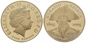 5 Pounds Proof "Horatio Nelson", 2005, AU 40 g. 917‰
Quantité : 1805 ex. . / Certificate 1661
Conservation : PROOF, dans son coffret d'origine. Rare...