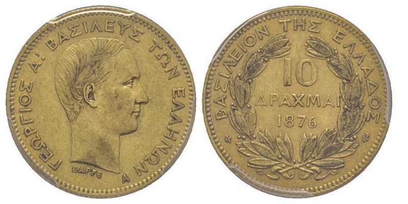 Georges I 1863-1913
10 Drachmes, 1876, AU 3.22 g.
Ref : Fr. 16 , KM#48
Conser...