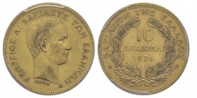 Georges I 1863-1913
10 Drachmes, 1876, AU 3.22 g.
Ref : Fr. 16 , KM#48
Conservation : PCGS AU50