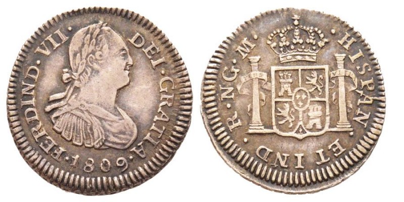 GUATEMALA
Fernando VII 1808-1833
1/2 Real, 1809 M, AG 1.6 g.
Ref : C. 1280, KM#6...