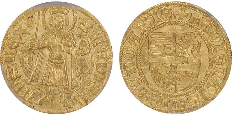 Hungary, Ladislas V 1453-1457
Gulden, Kremnitz, AU 3.55 g.
Ref : Fr. 16, Huszar ...